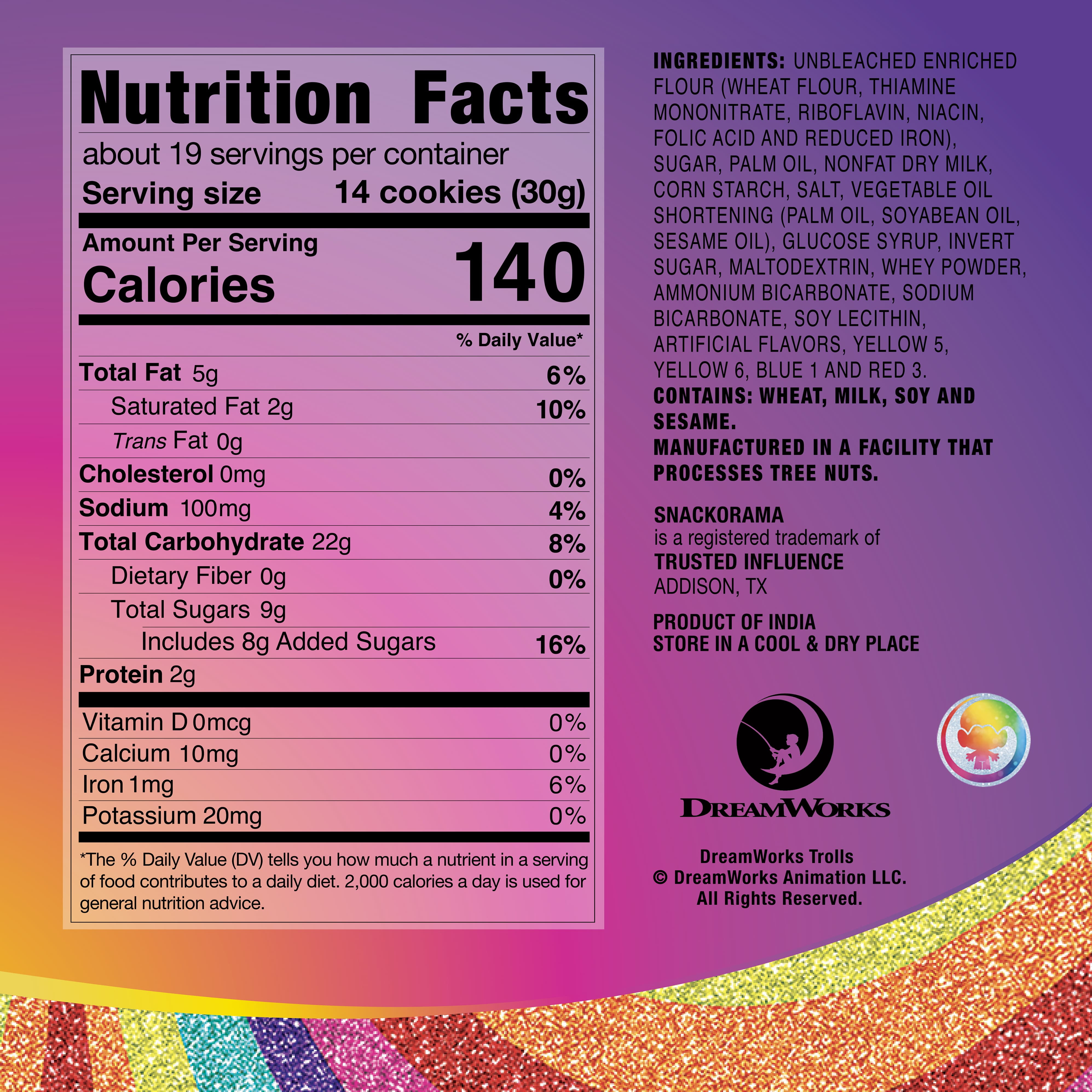 Snackorama Trolls Sprinkle Bliss Cookies, Birthday Cake Square Treats, 20 oz Bag (Shelf-Stable)