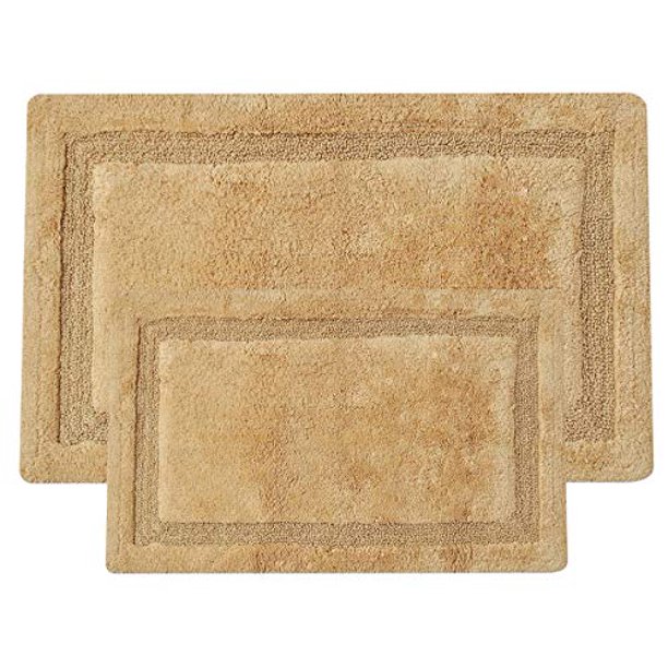Queenzliving Set Of 2 Bath Rugs 100 Cotton 21 X 34 17 X 24 Bathroom Rugs Set Bathmat Arena Collection Taupe Walmart Com Walmart Com