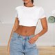 thumbnail image 5 of Chaqueta Camiseta de manga corta sexy sin espalda de color sólido Cgtredaw para Mujer Blanco T XXL, 5 of 7
