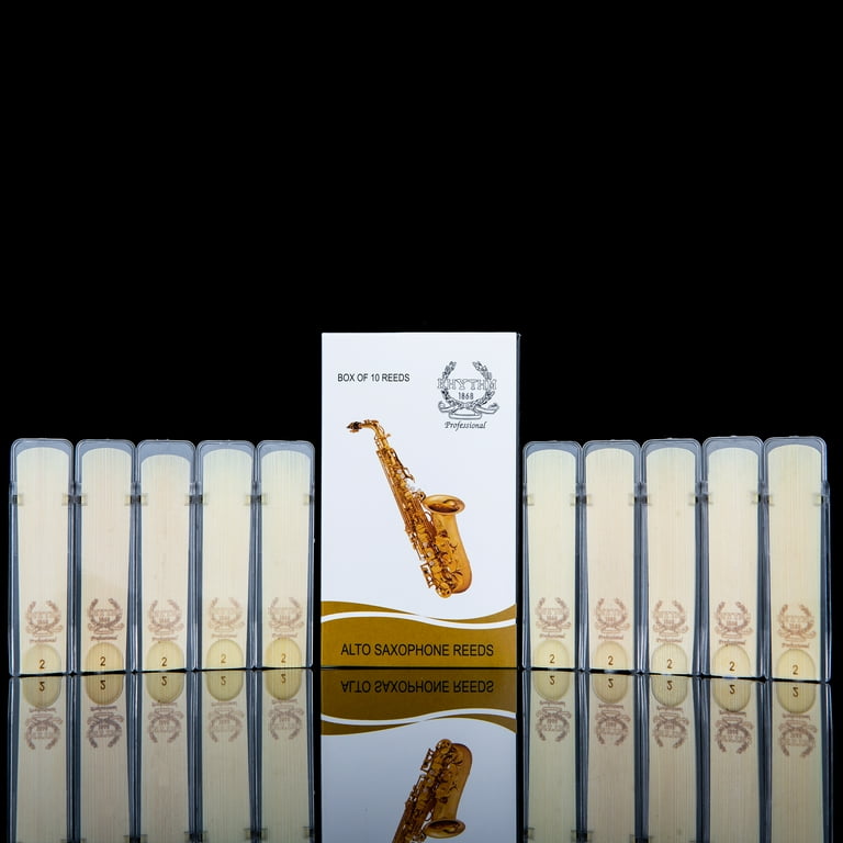 Rhythm Alto Saxophone Reeds 10 pack with Individual Plastic Case Strength 2