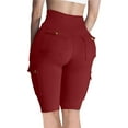 thumbnail image 5 of YOTMKGDO Womens Shorts Biker Shorts Women High Waisted Short Leggings Knee Length Womens Gym Workout Long Shorts, Red Small, 5 of 7