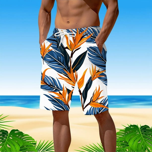 WILLBEST Pantalones Cortos Casuales de Verano para Hombre con Estampado Digital 3D y Cintura Elástica para Playa