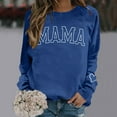 thumbnail image 2 of Ediodpoh Women's Letter Printed Round Neck Street Style Long Sleeve Pullover Sweatshirts for Women for Casual Wear Blue S, 2 of 5