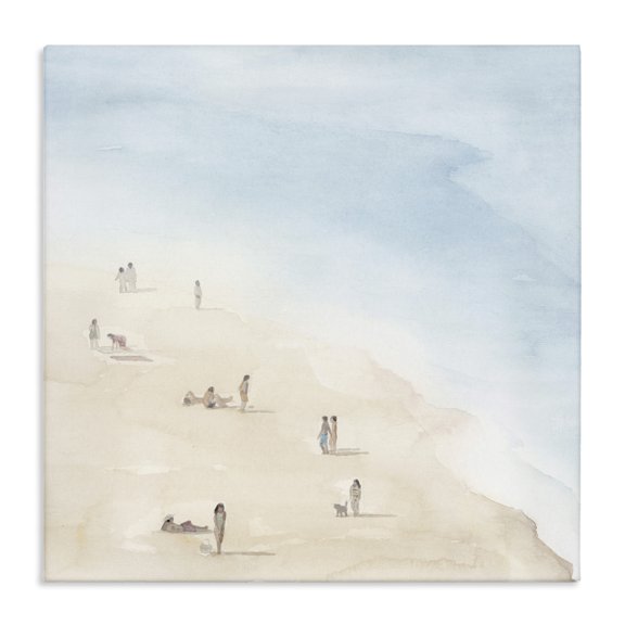 Stupell Industries Transitional People Lounging at Beach Soft Blue Coastal Landscape Canvas Art, 36 x 36, by Grace Popp