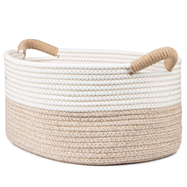 KIKIGOAL Cestas Almacenaje de Cuerda de Algodón, Cesta de Cuerda de Algodón Cajas Organizadoras Baño Decorativas para Armarios, Salones, Juguetes, Cambiador (M)