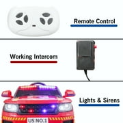 TOBBI-TOYS 12V Electric Kids Ride on Police Toy Car with Remote Control, Real Megaphone, Siren,Bluetooth, Red