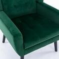 thumbnail image 7 of Soft Velvet Armchair Sofa, Velvet Upholstered Accent Chair with Black Legs and Armrest, Ergonomics Design Chair for Living Room Bedroom Indoor Home, Retro Green, 7 of 7
