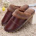 thumbnail image 1 of Zapatillas de algodón de moda, zapatillas de piel de vaca de invierno, zapatillas de casa para hombres y mujeres, 1 of 6