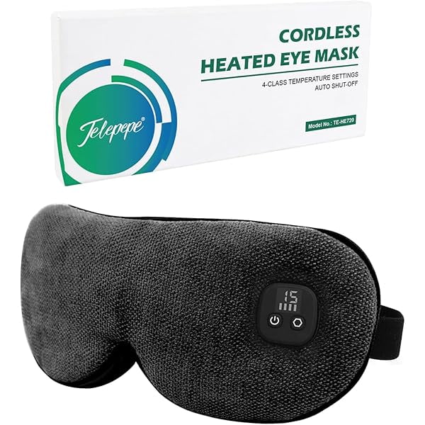 wonima11 Heated Eye Mask for Dry Eyes, Cordless Warm Eye Compress, 4 Heat Levels, 4-Level Timing, 1000mAh Rechargeable, Blepharitis, Styes, Washable Cover, Travel, Gifts for Family(Black)