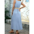 thumbnail image 4 of Robes d'Été pour Femmes Sans Manches à Boutons Taille Décontractée Ligne A Évasée Robe Midi Robe d'Été Bleu Clair TG, 4 of 7