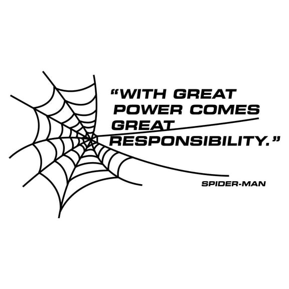 Spider-Man Movie Uncle Ben Inspirational Quote Wall Decal - With Great Power Comes Great Responsibility | 12" x 20" Stick And Peel Vinyl Adhesive Superhero Spider Web Home Decoration Removable Sticker
