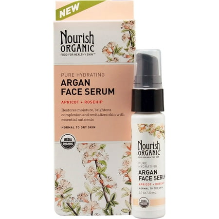 Nourish Organic Face Serum - Pure Hydrating Argan Apricot and Rosehip - .7 oz