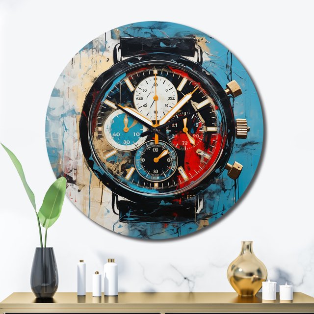 Designart "Temporal Fusion of a Watch" Fashion Oversized Wall Clock