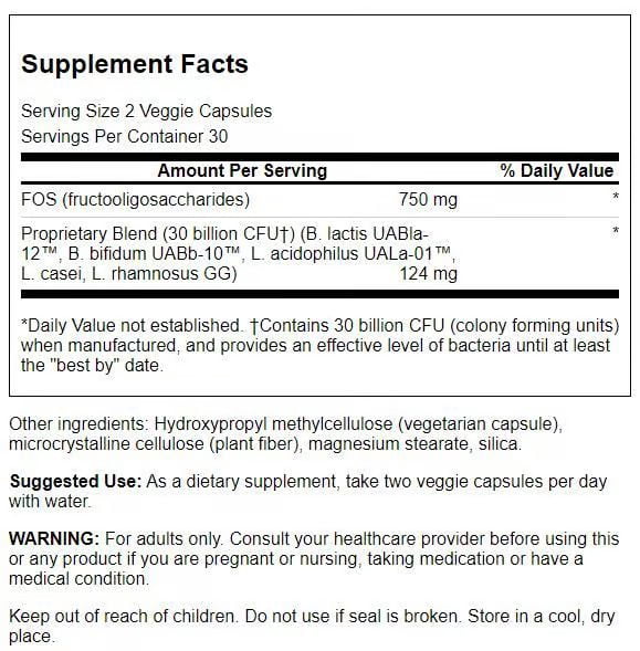 Swanson Ultra Probiotic for Seniors 15 Billion Cfu 60 Veggie Capsules