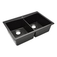 thumbnail image 3 of 33" x 22" Quartz Kitchen Sink, Double Bowl Sink, Drop-in Sink, Undermount Sink, Granite Kitchen Sink, Galaxy Black Kitchen Sink by Lexicon Platinum LP-800TM-K-SO, 3 of 9