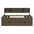 thumbnail image 3 of Miekor Furniture Full Size Wood Daybed with 2 Bedside Cabinets, Upper Shelves and 4 Drawers, Antique Brown W4US5AAD, 3 of 9