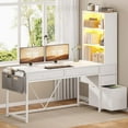 thumbnail image 3 of SEDETA Computer Desk with 5 Drawers and Bookshelf, Reversible Home Office Desk with Storage Shelves and File Drawer, Gaming Desk with LED Lights for Small Spaces, White, 3 of 15
