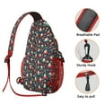 thumbnail image 3 of Sling Backpack,Dark Blue Christmas Santa and Gnome Pattern Sling Bag with Water Bottle Holder,Waterproof Sling Bag for Men/Women with Headphone Jack for Hiking,Travel, 3 of 6