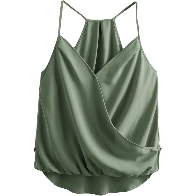 playera sin mangas con tirantes delgados para mujer Verde militar sólido CH Verde militar sólido CH Xishao ropa