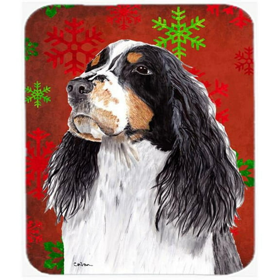 Springer Spaniel Red And Green Snowflakes Christmas Mouse Pad, Hot Pad Trivet