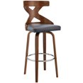 thumbnail image 1 of Gayle 30" Swivel Cross Back Grey Faux Leather and Walnut Wood Bar Stool, 1 of 9