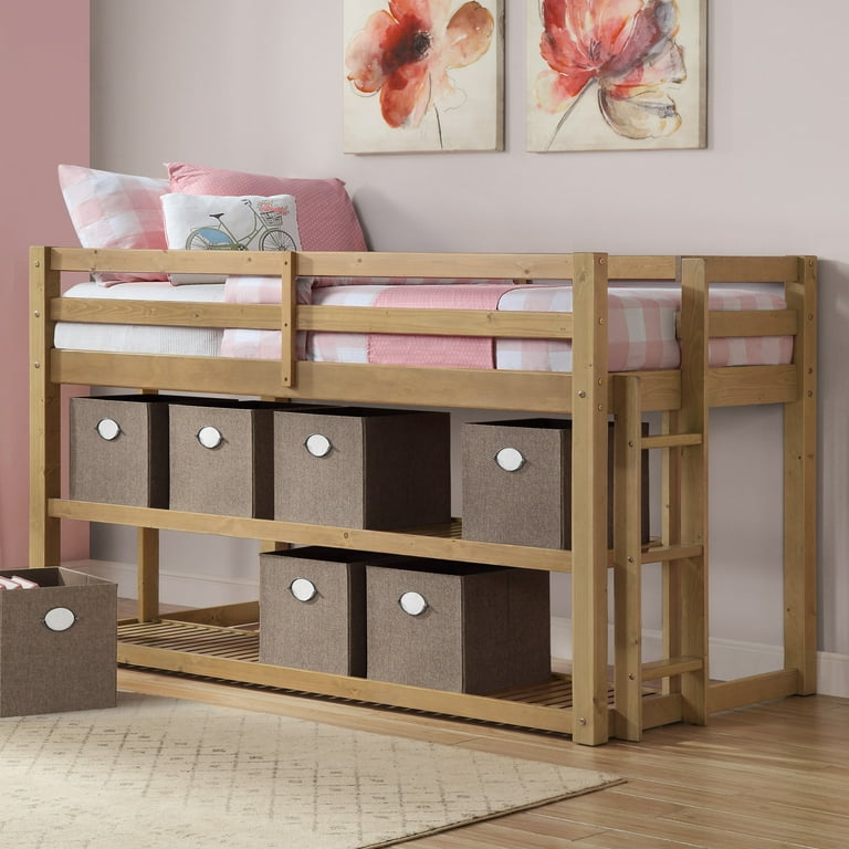 Better Homes and Gardens Greer Twin Loft Storage Bed Oak