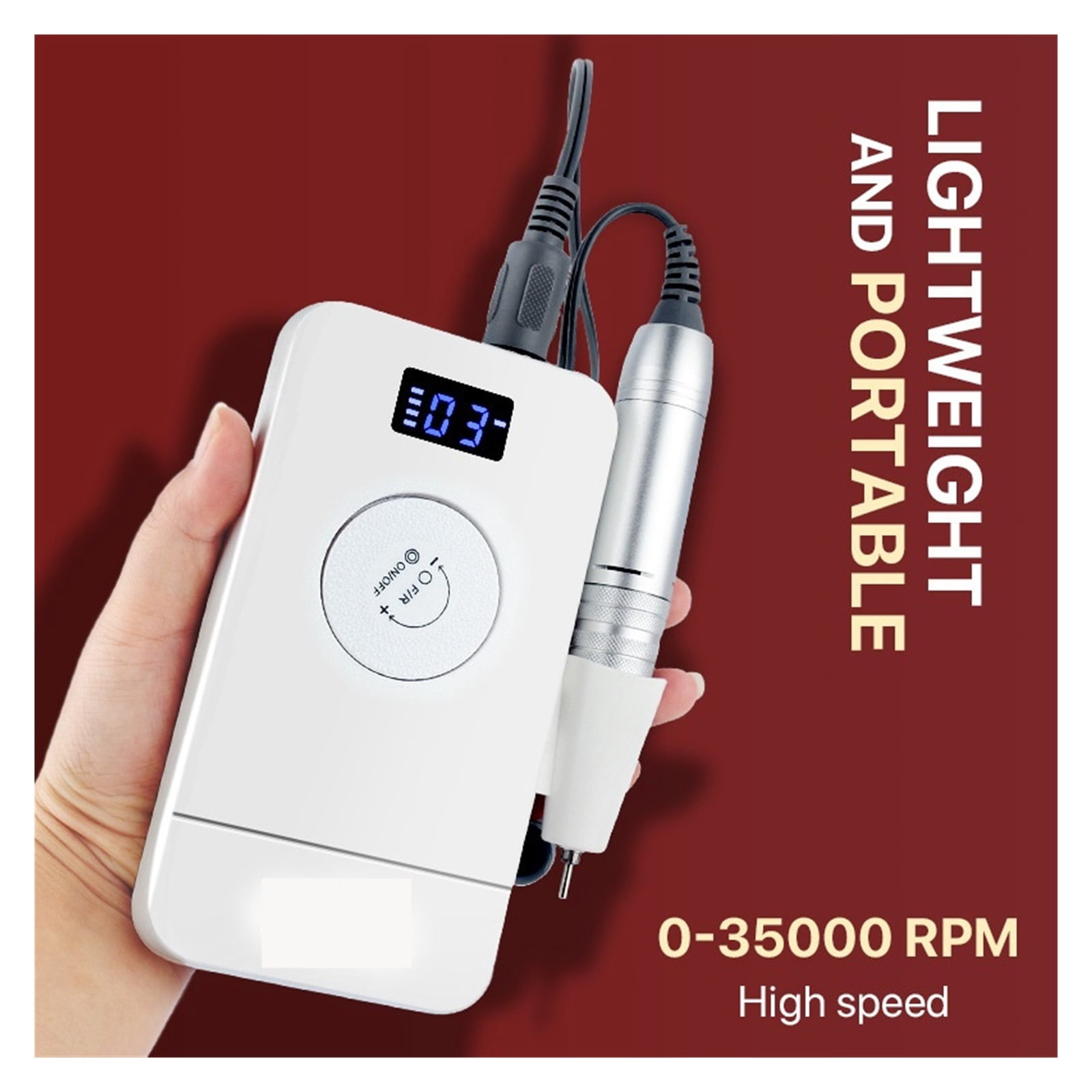 Electric Nail Lathe Polisher, 35000RPM Nail Drill Machine For Acrylic Gel Nails File, Grinding Manicure Pedicure Tools ,Low Noise