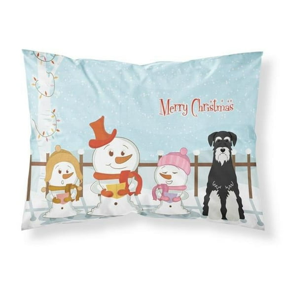 Merry Christmas Carolers Standard Schnauzer Salt & Pepper Fabric Standard Pillowcase, 20.5 x 0.25 x 30 in.