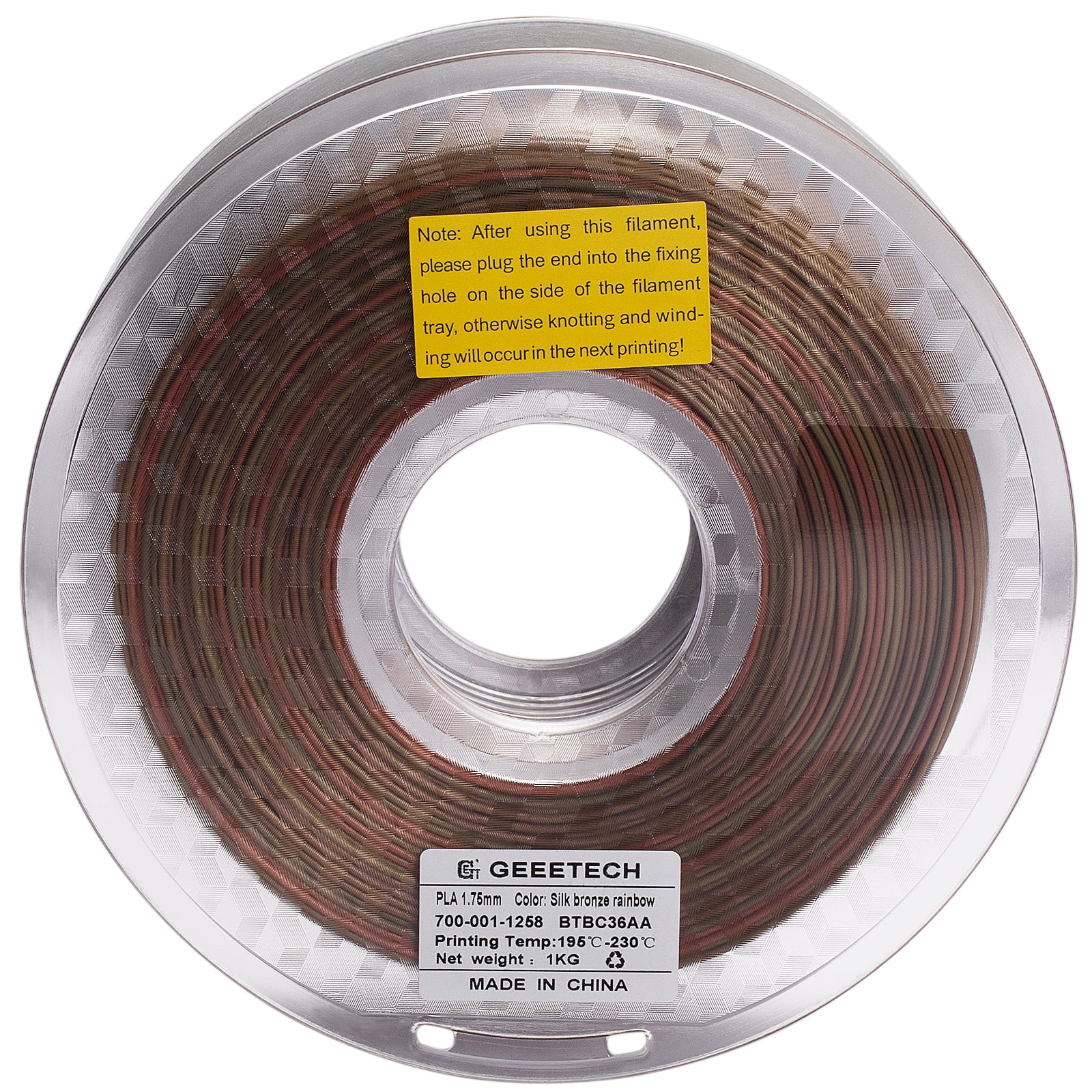 Geeetech semi-red and semi-copper 3D Printer PLA Filament 1KG Toughness Enhanced Filament with 1.75mm Dimensional Accuracy +/-0.03mm, 1080 Feet per Roll, Vacuum Packaging