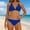 c01Blue, variant on Hduncf Women's Triangle Ruched Bikini Set Solid Color Two Piece Swimsuit Halter Bathing Suit Blue XXL