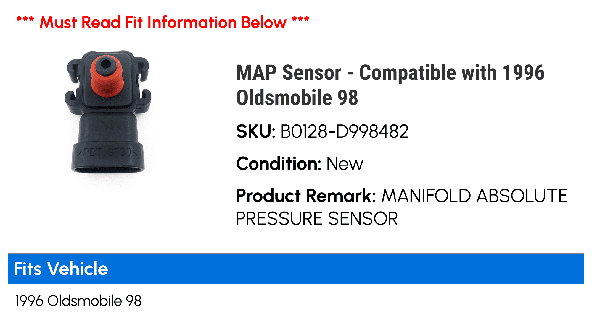 MAP Sensor - Compatible with 1996 Oldsmobile 98