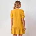 thumbnail image 3 of Women's Summer Puff Sleeve Mini Dress, Casual Crewneck Ruffle Hem Babydoll Dress, Loose Fit Tiered Shift Sundress, 3 of 4