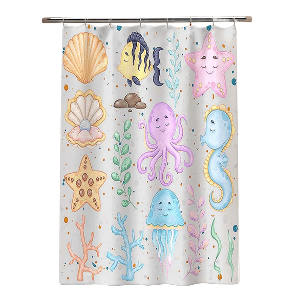 Cortina Para Baño Impermeable Tela 180x180cm Con 12 Xtellar multicolor