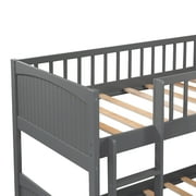 Euroco Wood Bunk Bed Storage, Twin-Over-Twin-Over-Twin for Bedroom, Gray