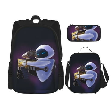 Wall-E C Backpacks With Lunch Pack Pencil Case 3pcs Set, Double Shoulders Daypack, Backpack/Pen Bag/Lunch Tote Bag Set