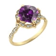 thumbnail image 5 of 14K Yellow Gold 2.25 ctw Amethyst Ring with Diamonds Flower Leaves Halo, 5 of 7