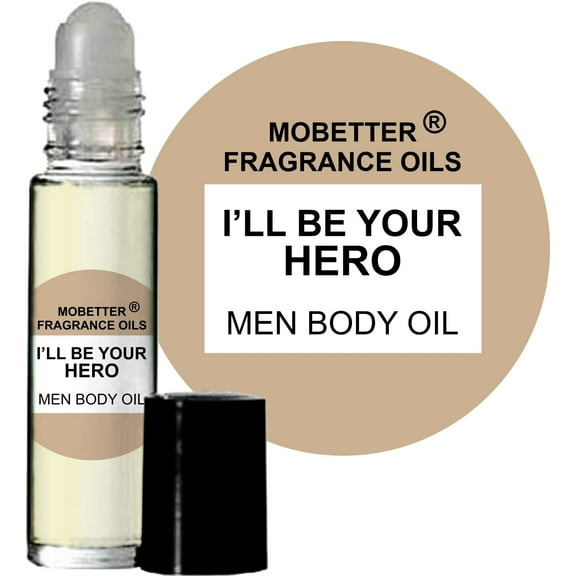 MOBETTER FRAGRANCE OILS I'll Be Your Hero Men Cologne Body Oil 1/3 oz roll on Glass Bottle
