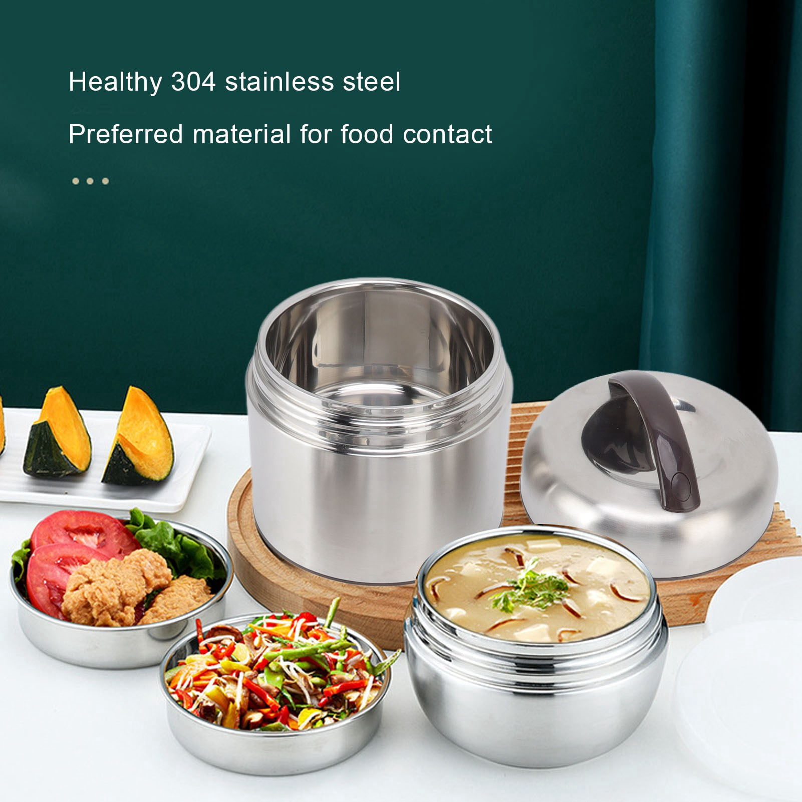 4 Layer Stackable Compartment Insulation Bento Lunch BoxStainless Steel Lunch Container With Airtight Cover Food Compartment for Outdoor Travel