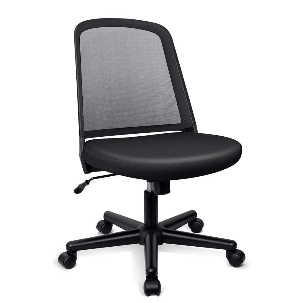Armless Black Swivel Ergonomic Task Office Chair with No Arms Computer