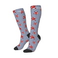 thumbnail image 2 of Balery Starfish Navy Blue Stripe Printed Novelty Socks Men's Women's Crew Socks Sports Socks Knee High Socks Cotton Socks Quirky and Cool Socks, 2 of 9