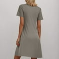 thumbnail image 3 of OSFVNOXV Midi Nightgown Dress for Women Summer Casual Ruched Front Ultra Soft Breathable Short Sleeve Flowy Knee Length Sleep Shirt Dress with Pockets, 3 of 7