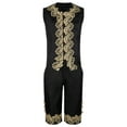 thumbnail image 4 of IYTR Men's Baroque Suit Gold Embroidery Vintage Formal Wedding Costume 3 Piece Set Tailcoat Vest Pants Black L, 4 of 7