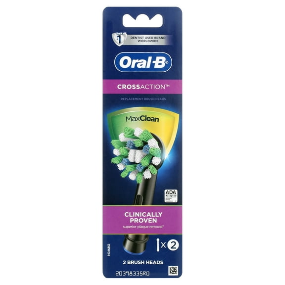 Oral-B CrossAction Electric Toothbrush Replacement Head, Black, 2 Ct