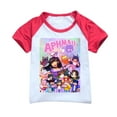 thumbnail image 2 of Girls' short sleeved set APHMAU children's girls' short sleeved T-shirt shorts sports set game cartoon fashion casual set, suitable for children aged 5-13, 2 of 4