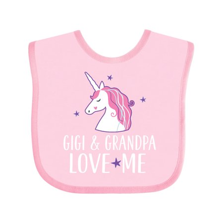 

Inktastic Gigi and Grandpa Love Me Unicorn Grandchild Gift Baby Girl Bib