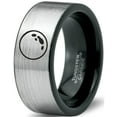 thumbnail image 1 of Tungsten Astronomical Space Full Moon Band Ring 8mm Men Women Comfort Fit Brushed Gray Flat Cut Black Polished, 1 of 4