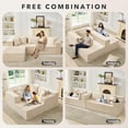 thumbnail image 6 of EuKer Sectional Couch, 105.7" Oversized Sofa Bed with Deep Seat for Living Room, Bedroom, Beige, 6 of 7