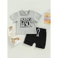 thumbnail image 2 of Bagilaanoe 2pcs Toddler Baby Boys Short Pants Set Letter Print Short Sleeve T Shirts Tops + Shorts 6M 112M 18M 24M 3T Kids Casual Summer Outfits, 2 of 9