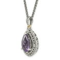 thumbnail image 5 of 925 Sterling Silver Spiga Wheat Necklace with Pendants Chain Shey Couture 14K Accent 18 Inch Antiqued Diamond and Pear Shaped Amethyst 19 mm, 5 of 5