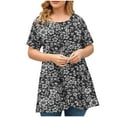 thumbnail image 2 of Aloohaidyvio Plus Size Shirts for Women,Cotton Tops for Women Summer Boho Printed Soft T-Shirt Short Sleeve Round Neck Tunic Blouse Casual Loose Basic Tee, 2 of 4